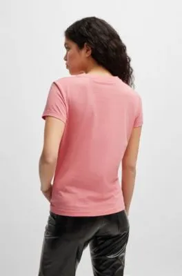 Camiseta slim fit de punto de algodón con logo tonal