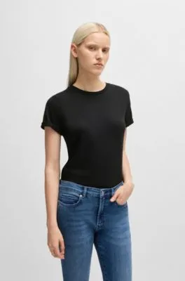 Camiseta slim fit en punto de algodón con logo estampado