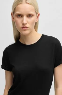 Camiseta slim fit en punto de algodón con logo estampado