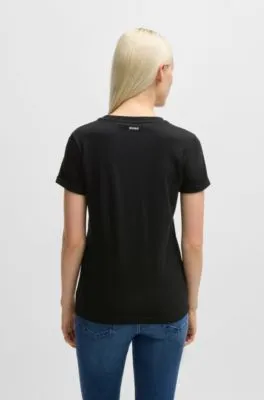 Camiseta slim fit en punto de algodón con logo estampado