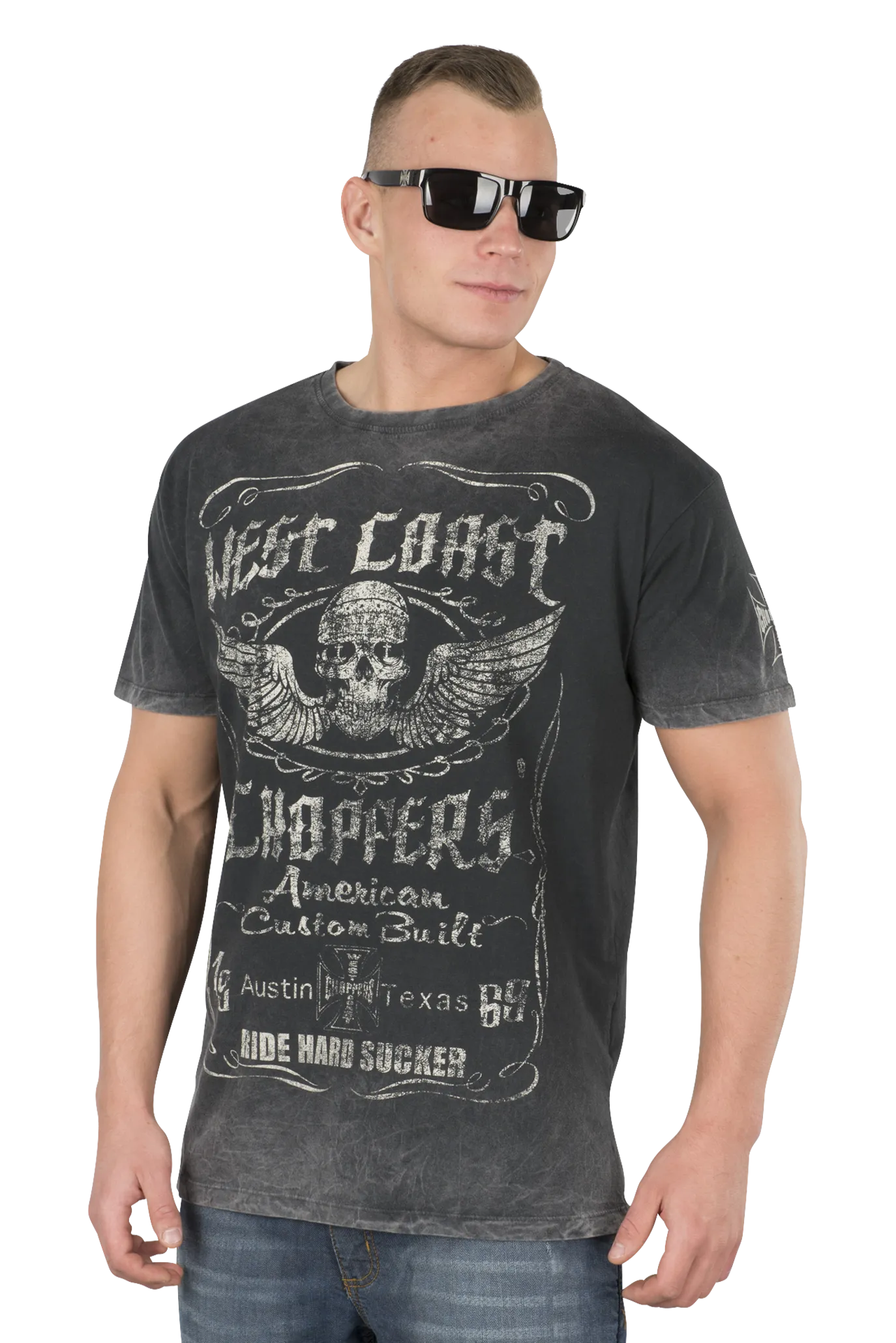 Camsieta West Coast Choppers Ride Hard Sucker Vintage Negra