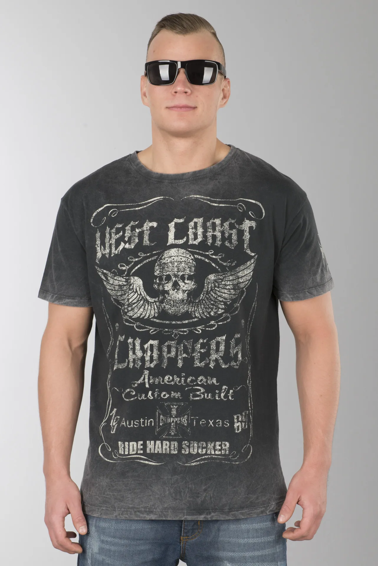 Camsieta West Coast Choppers Ride Hard Sucker Vintage Negra