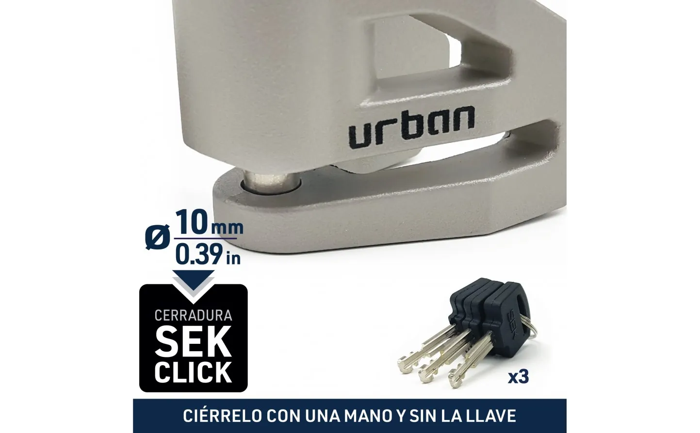 Candado Moto Urban Alarm Disk UR2D Disk lock Ø 10 Titanium |UR208T|