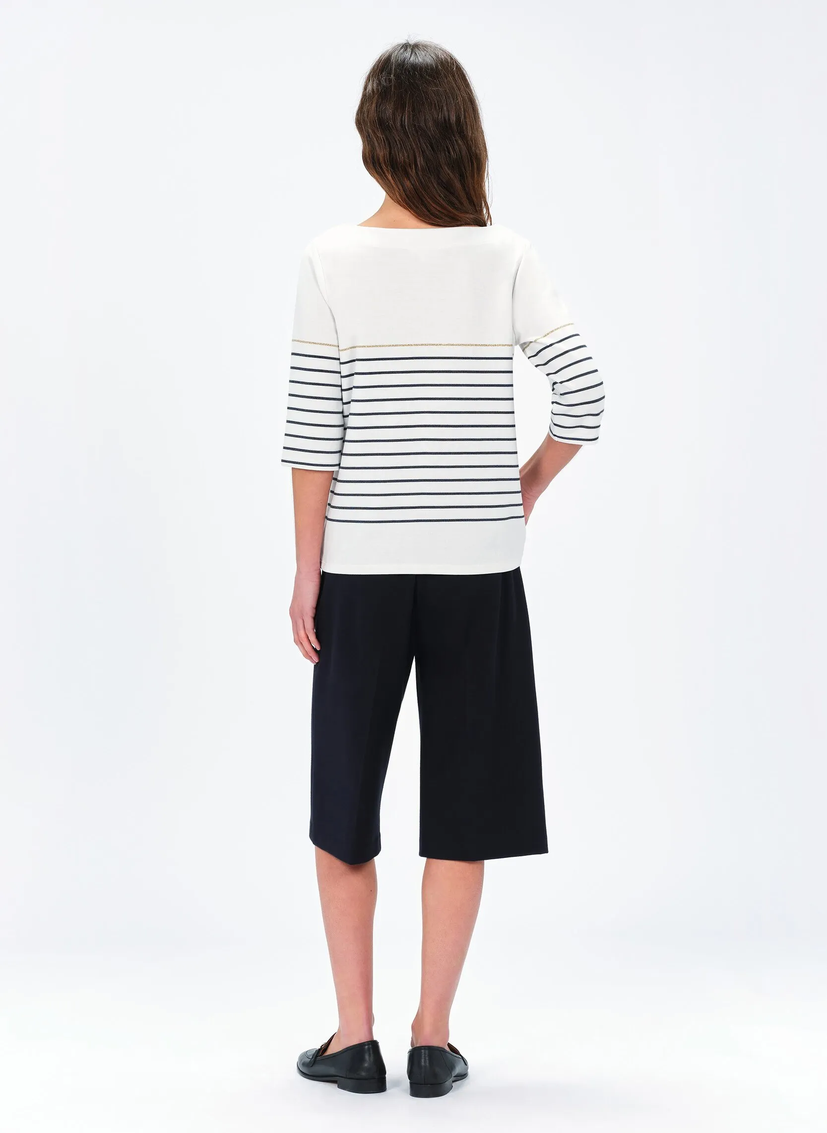 CAROLL TOLYMPIA  CAMISETA RECTA CON CUELLO TUNECINO EN BEIGE