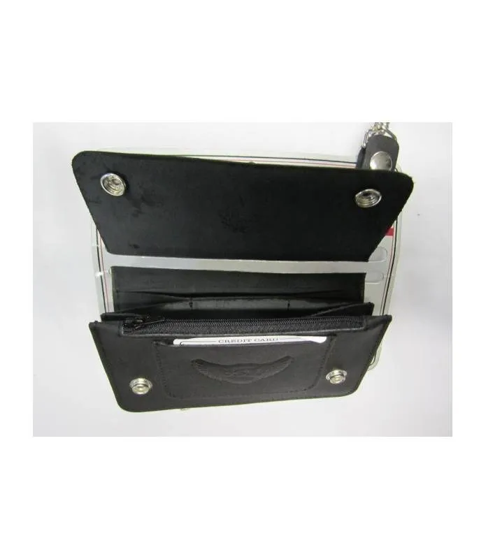 CARTERA MOTO PIEL MEDIANA CON CADENA OSX AC27  MOTORISTA  BIKER  CUSTOM