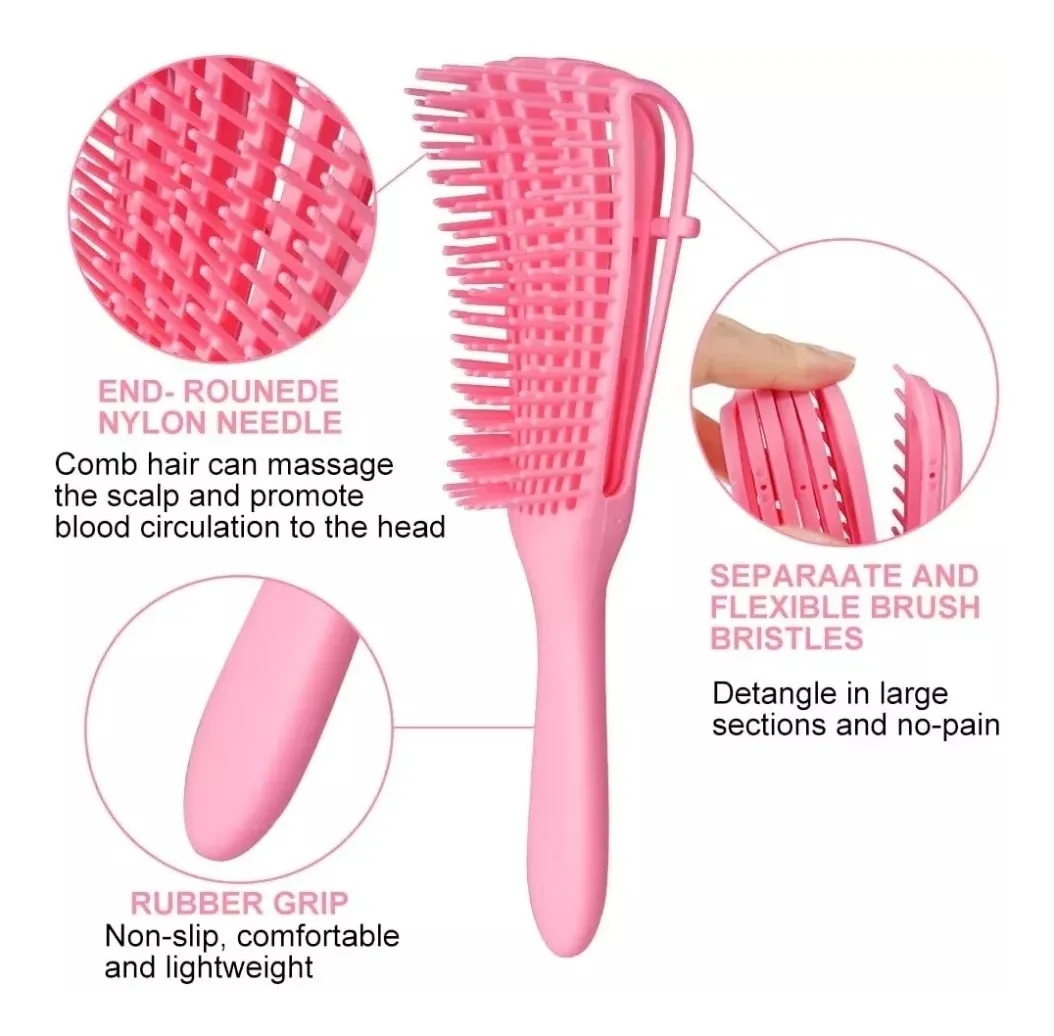 Cepillo Cabello Rizado Ondulado Desenredante Pelo Afro