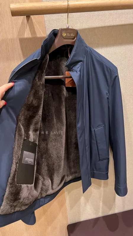 Chaquetas para hombres primavera y otoño ocio marino azul lobel castor de castor de cabello forrado chaqueta de piana