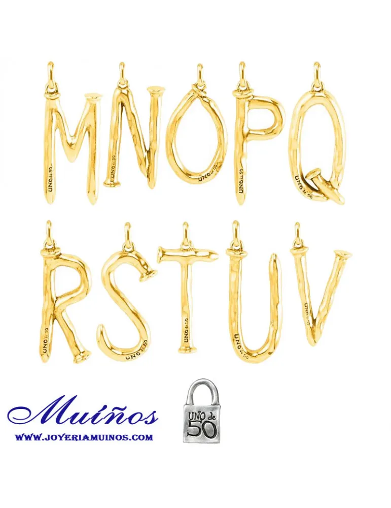 Charms Uno de 50 Letras grandes oro