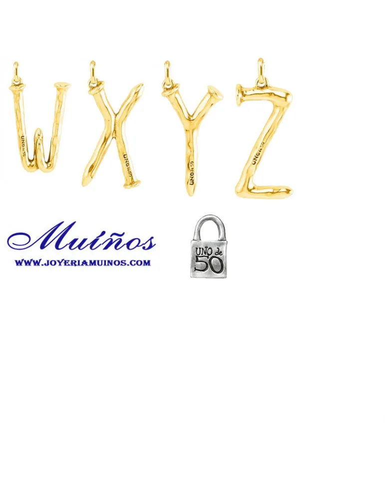 Charms Uno de 50 Letras grandes oro
