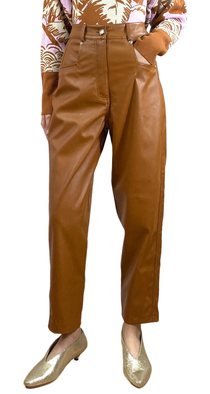 CHER Pantalón Ecocuero Café