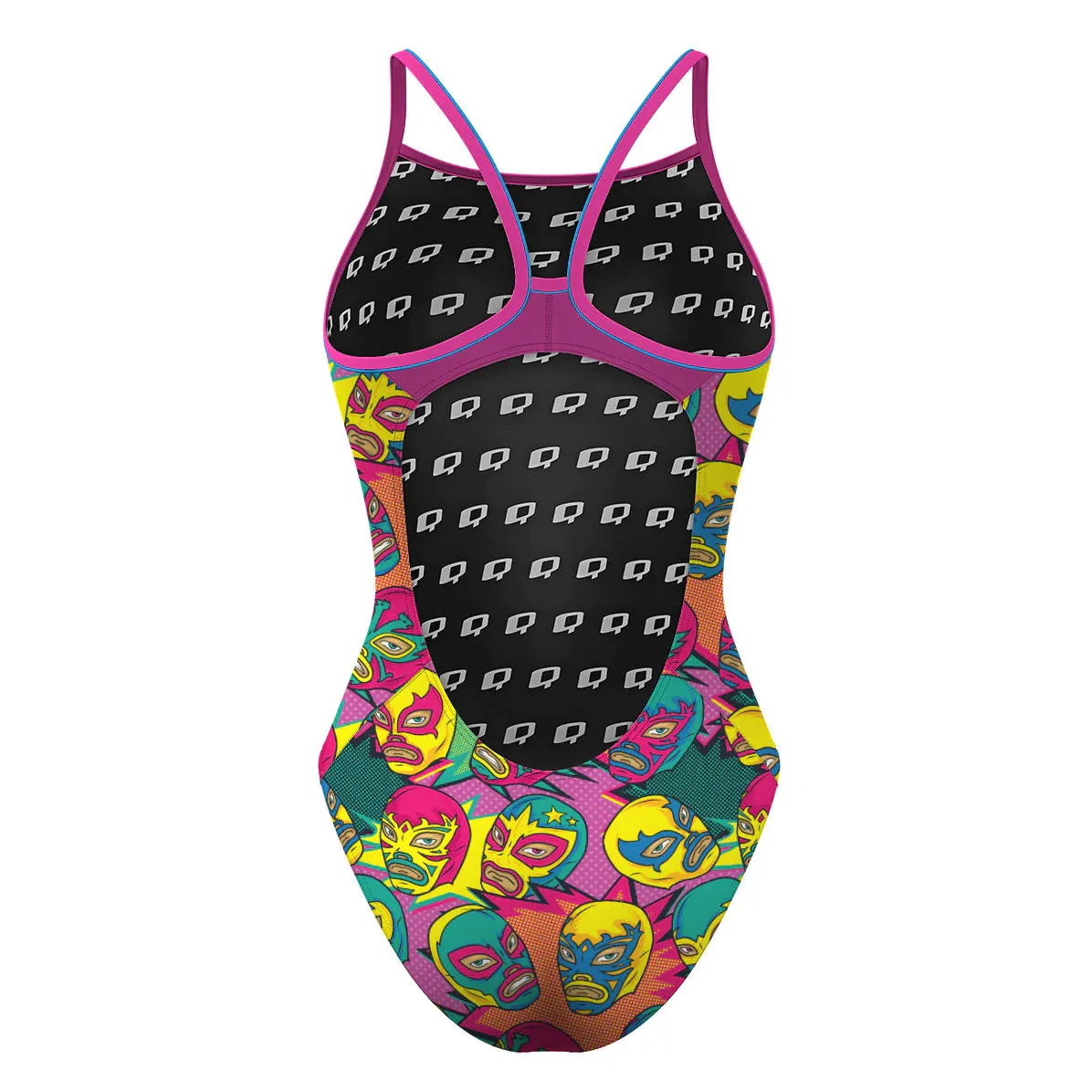 COMIC WRESTLING MASKS  SKINNY STRAP SWIMSUIT