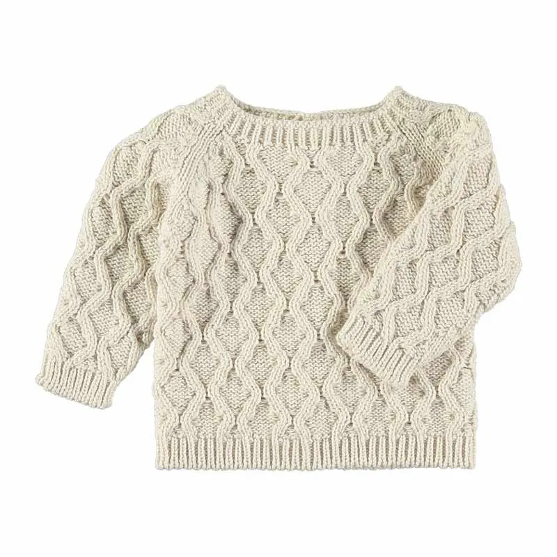 Conjunto bebé tricot color cream trenzado de liandme