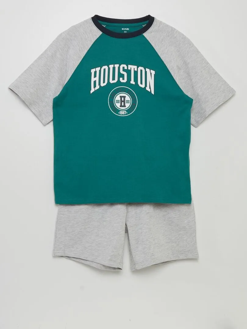 CONJUNTO DE JOGGING CORTO DE TELA DE CHáNDAL   2 PIEZAS  VERDE
