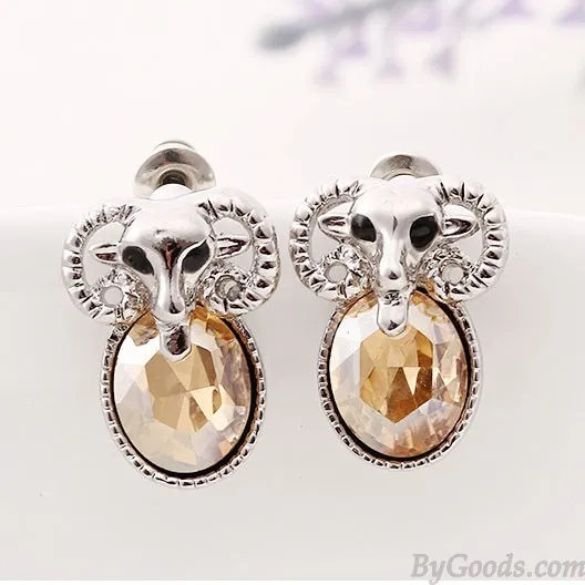 Cute Sheep Animal Rhinestone Ear Studs/Earrings 