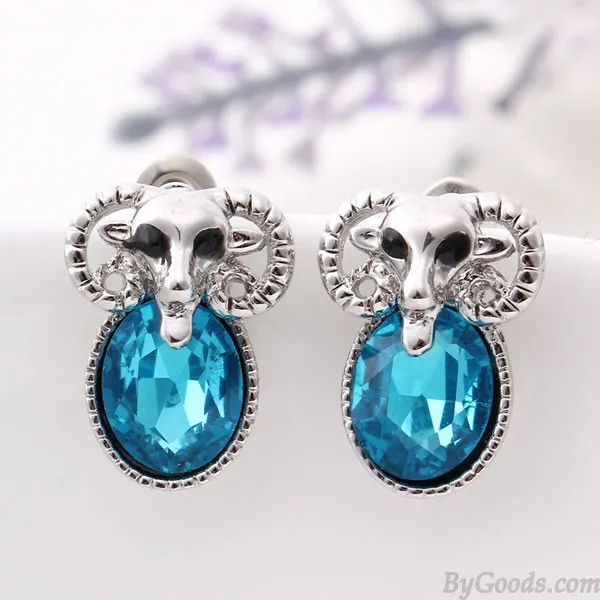 Cute Sheep Animal Rhinestone Ear Studs/Earrings 