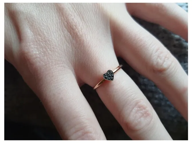 Dodo Pomellato Anillo corazón diamantes negros Cobre 