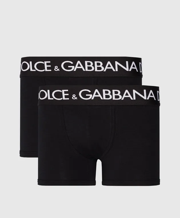 Dolce&Gabbana A set of black boxer briefs with a logo pattern