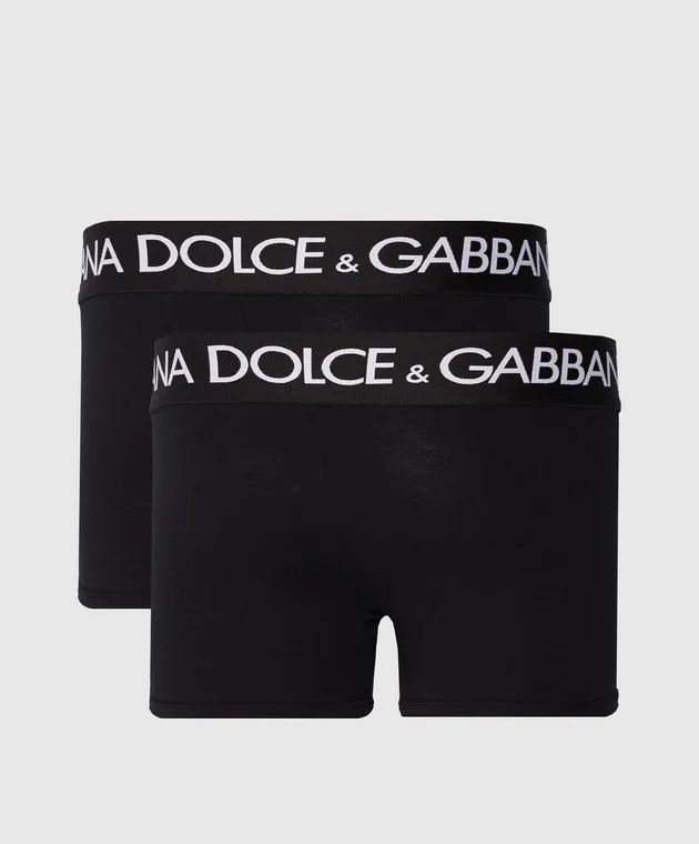 Dolce&Gabbana A set of black boxer briefs with a logo pattern