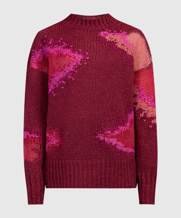 Dondup Burgundy sweater with an abstract pattern