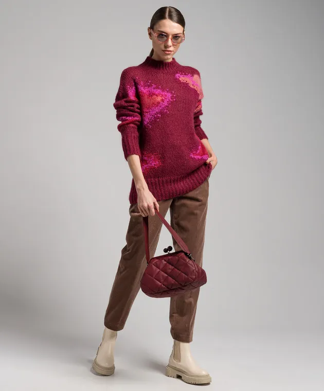 Dondup Burgundy sweater with an abstract pattern