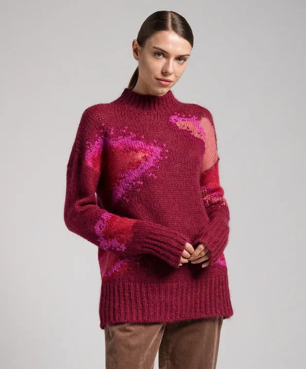 Dondup Burgundy sweater with an abstract pattern