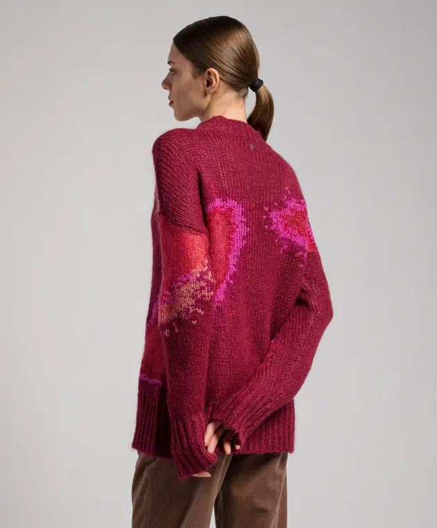 Dondup Burgundy sweater with an abstract pattern