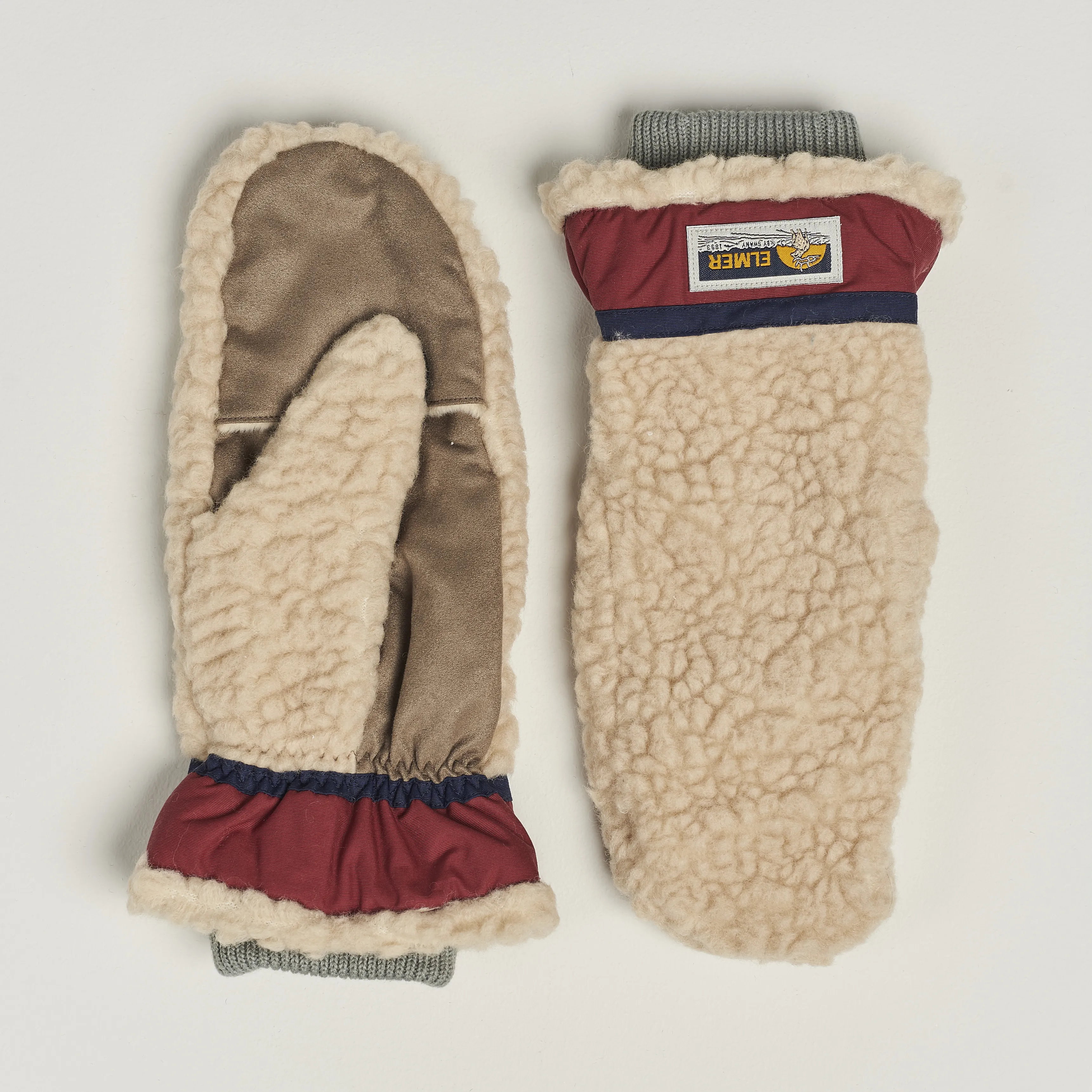 Elmer by Swany Miyo Wool Teddy Mittens Beige/Wine