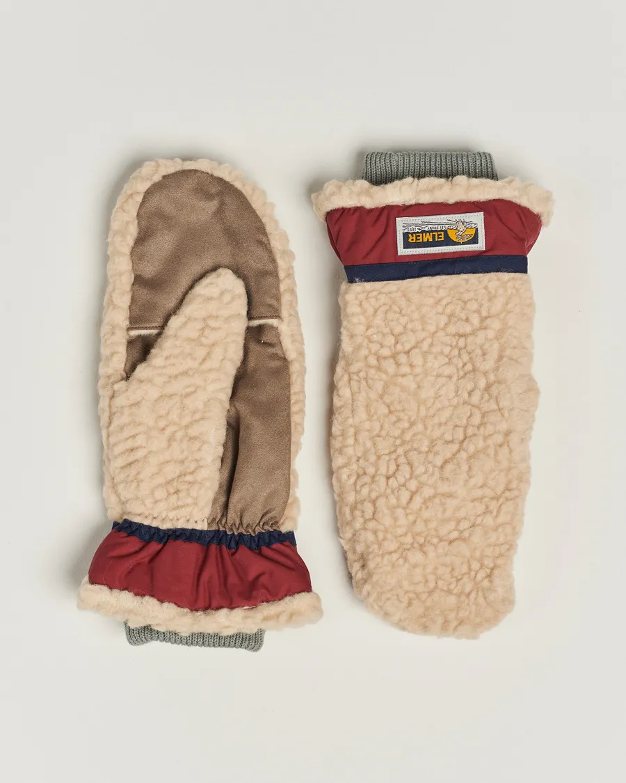 Elmer by Swany Miyo Wool Teddy Mittens Beige/Wine