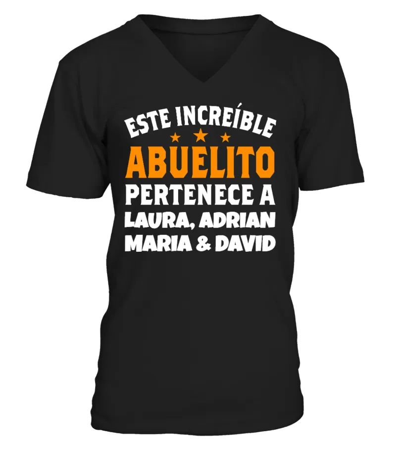 Este increíble abuelito pertenece a Laura, Adrian, Maria & David Camiseta cuello en V Unisex