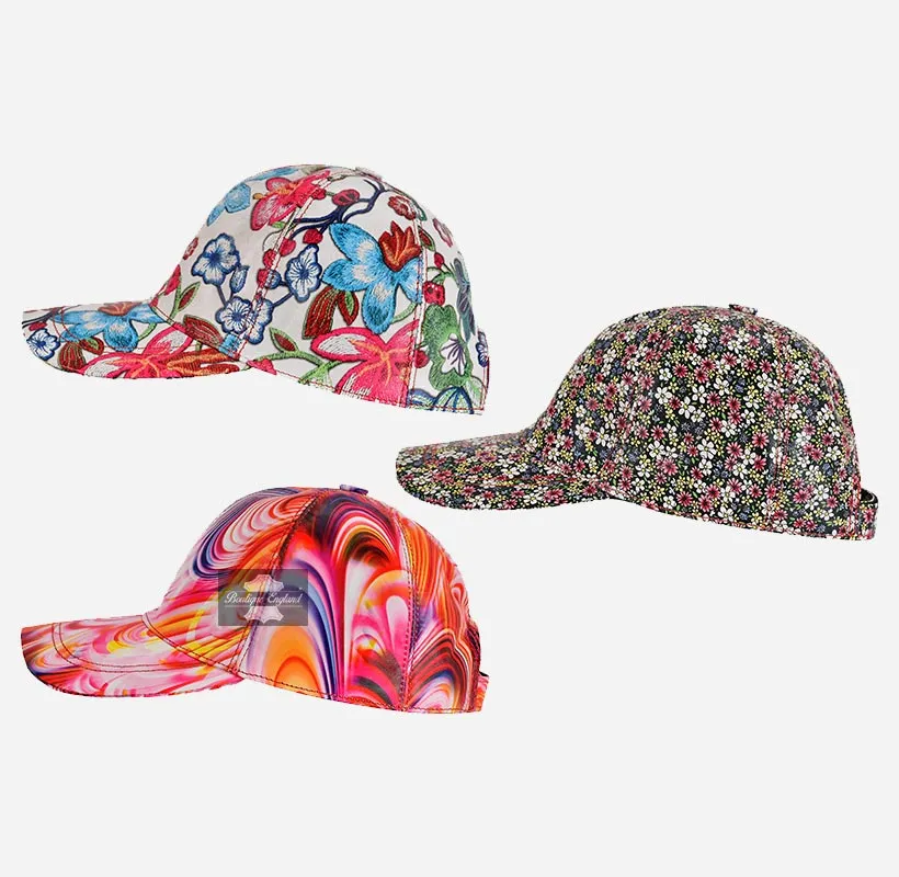 Floral Print Leather Baseball Cap for Men and Women