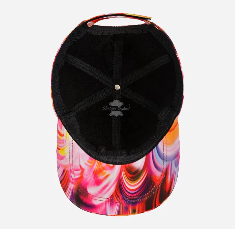 Floral Print Leather Baseball Cap for Men and Women