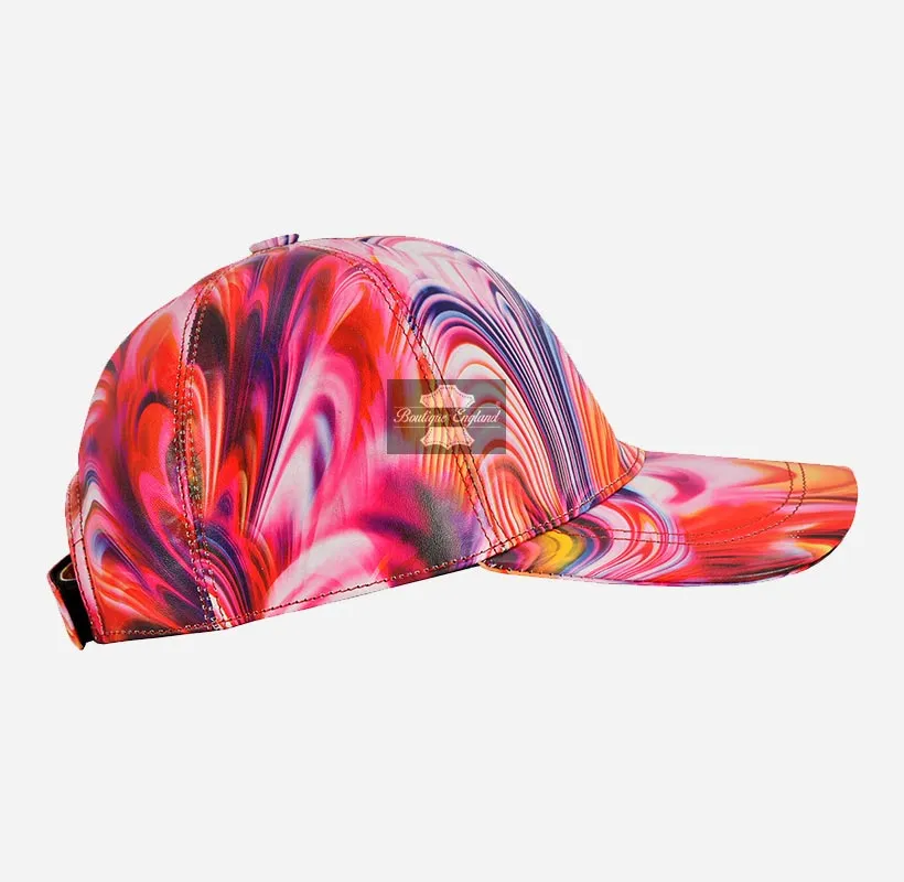 Floral Print Leather Baseball Cap for Men and Women