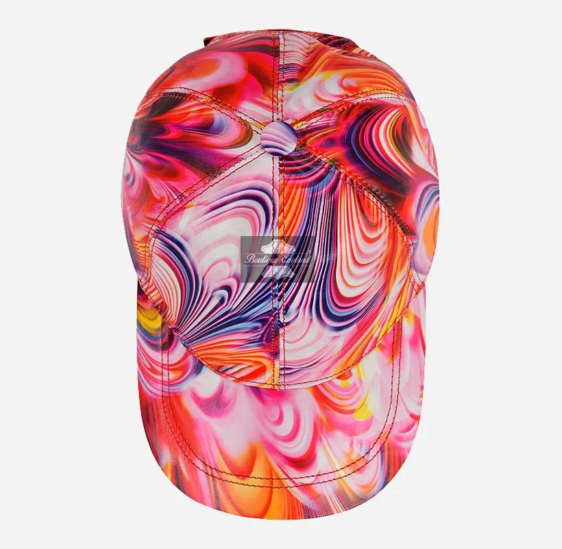 Floral Print Leather Baseball Cap for Men and Women