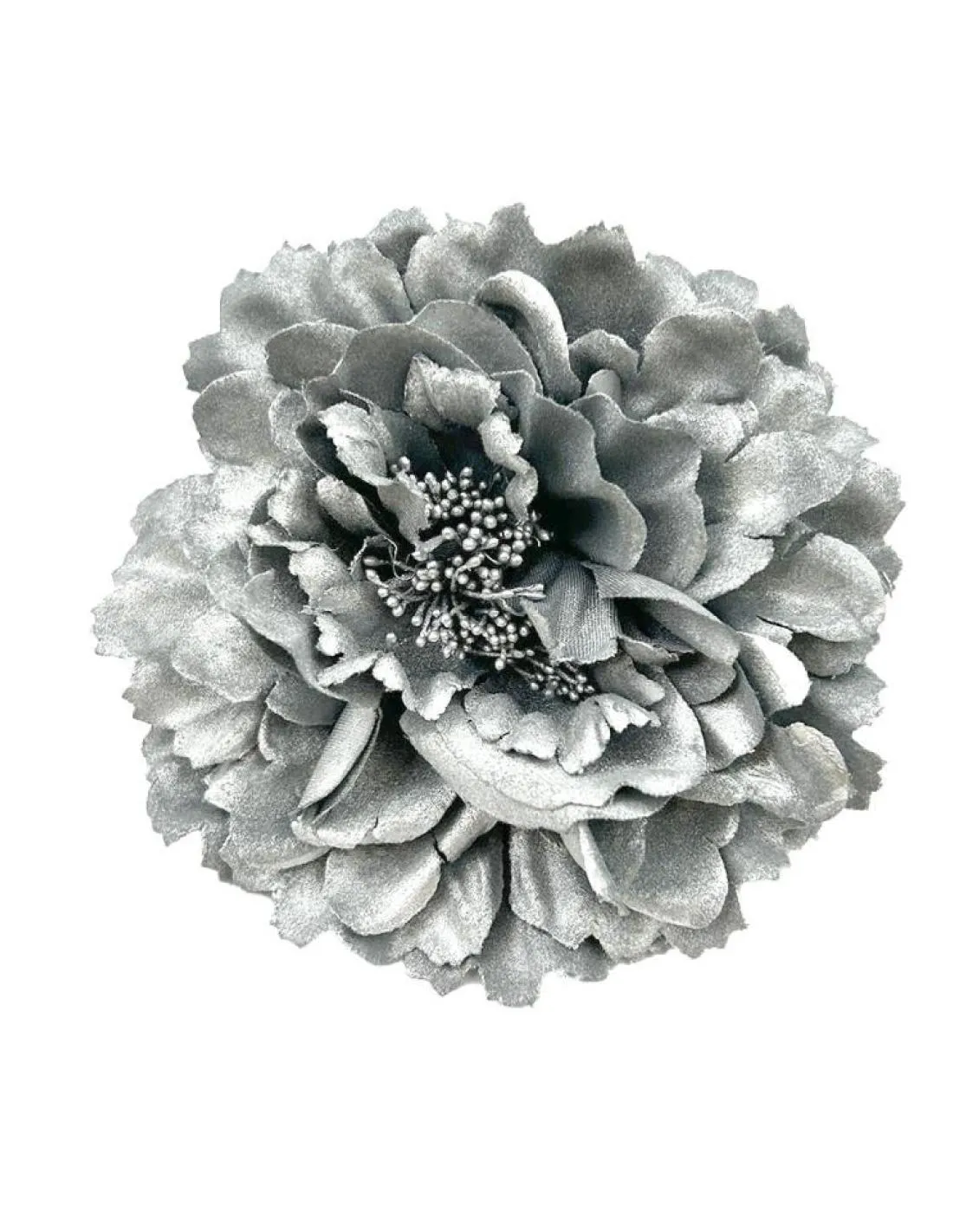 FLORES DE FIESTA PLATEADAS PARA BODAS Y BAUTIZOS ES BROCHE Y PINZA PARA CABELLO