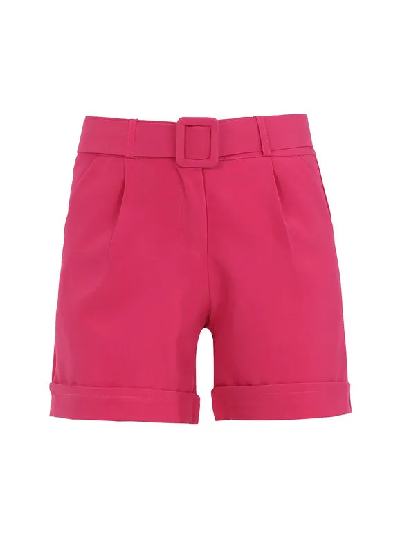 Frenetika Pantalón corto de mujer con cinturón y puño.