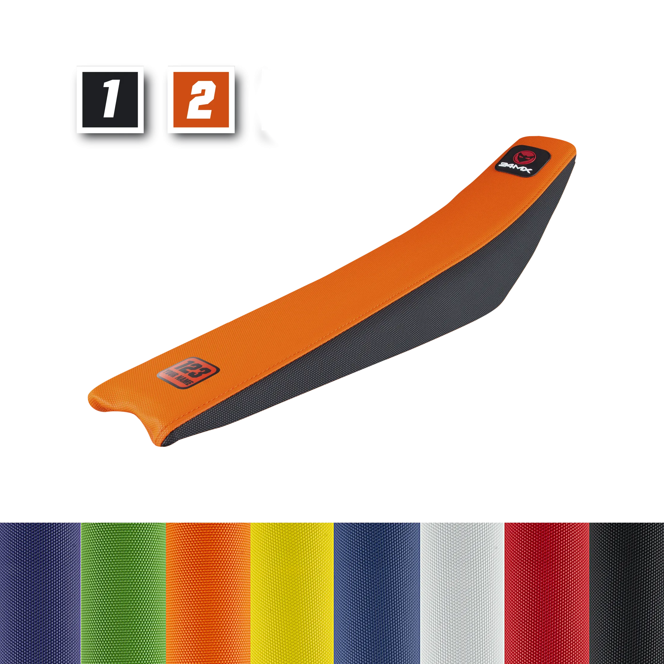 FUNDA DE ASIENTO PERSONALIZADA 24MX DUAL COLOR + NOMBRE 
