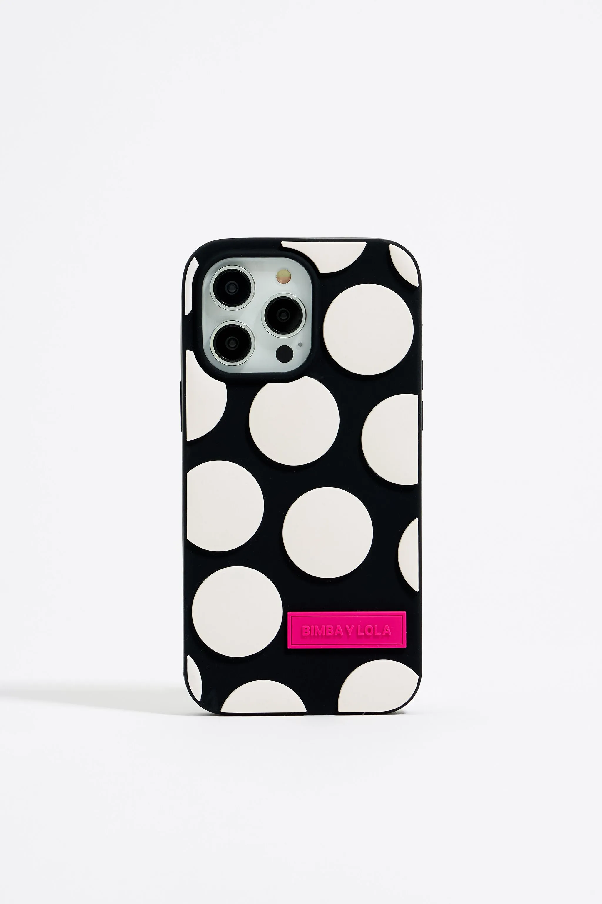 Funda iPhone 15 Pro Max silicona dots negra