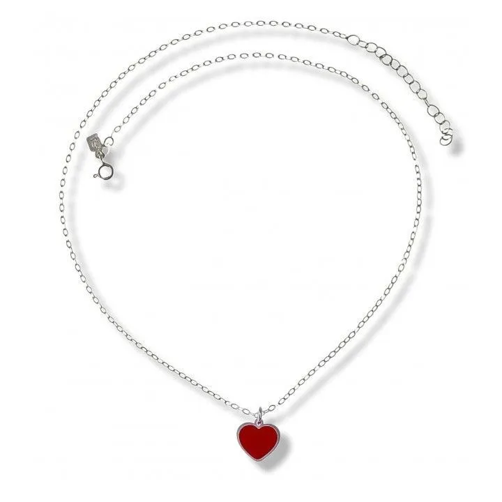 Gargantilla Plata Corazón Esmalte Rojo