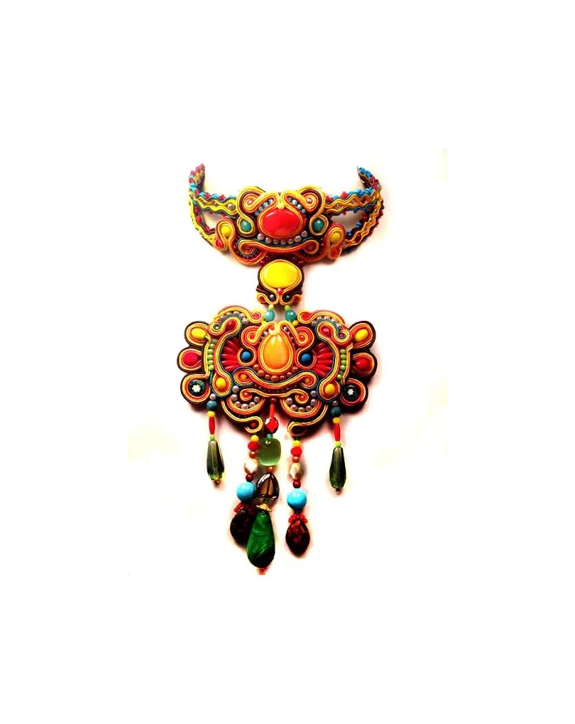 GARGANTILLA SOUTACHE GRANDE CONJUNTO NARANJA