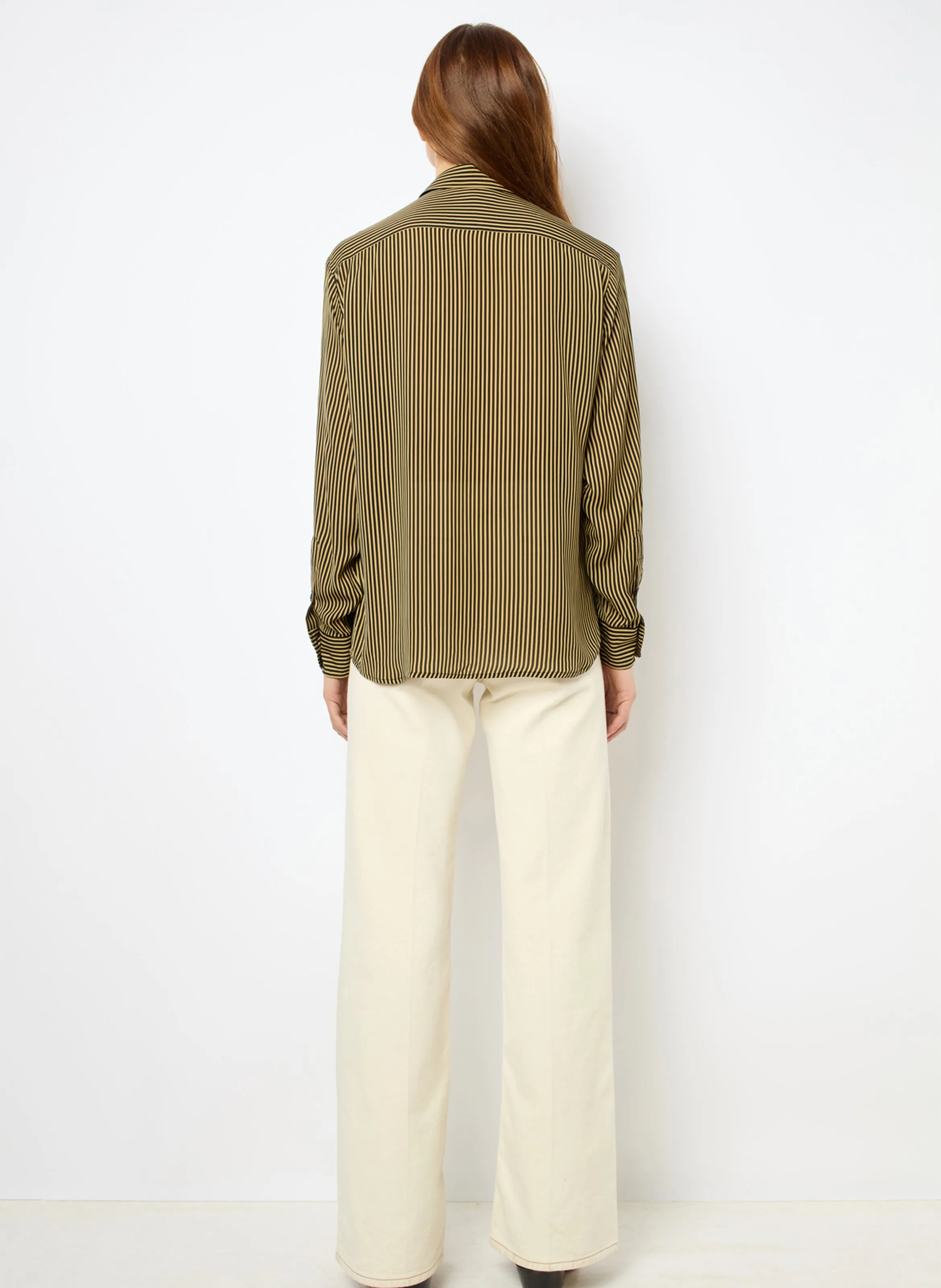 GERARD DAREL CLYDE  CHEMISE DROITE à RAYURES CONTRASTéES EN BEIGE