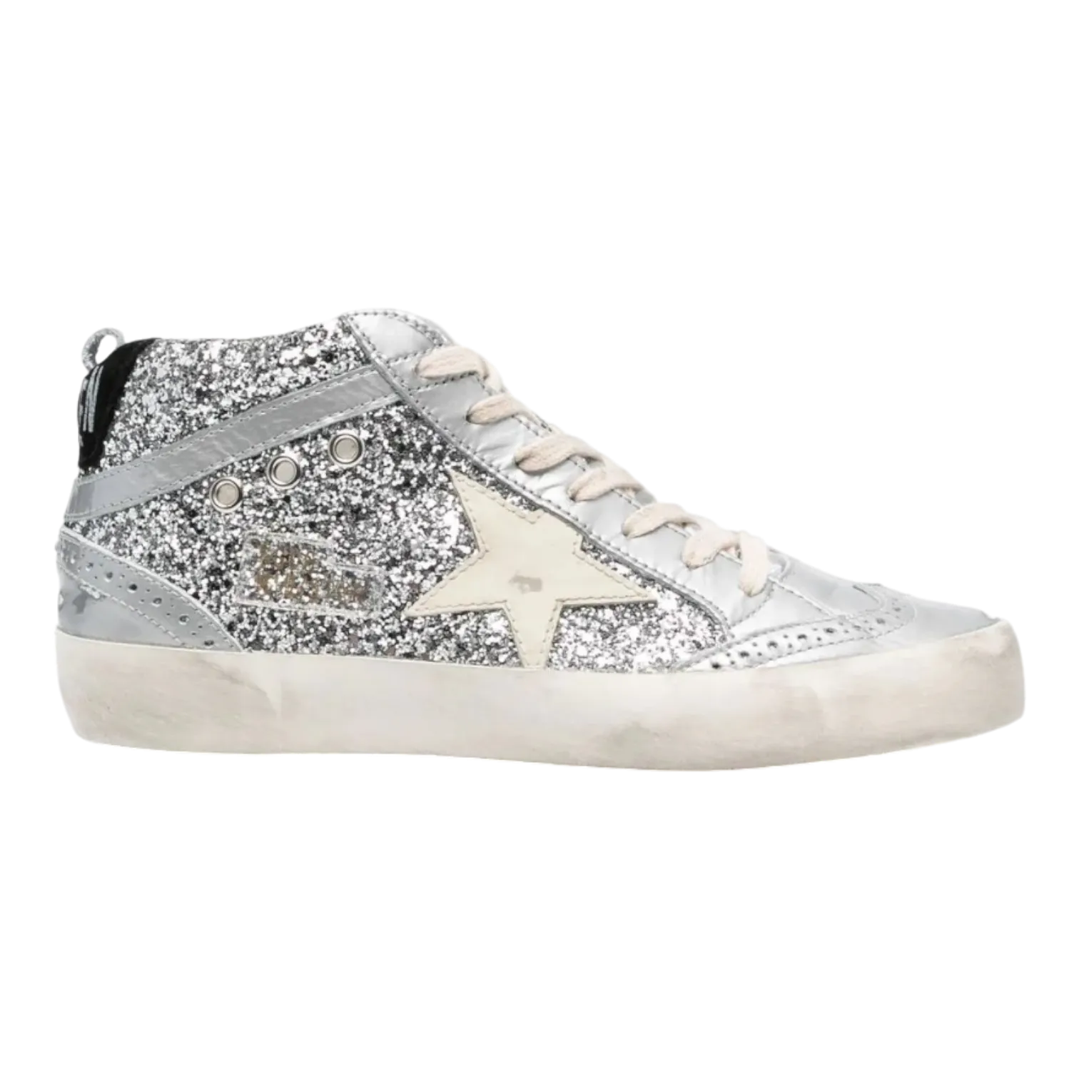 Golden Goose Mid Star Glitter Upper Laminated Toe Wave for Women GWF00122.F004156.70260