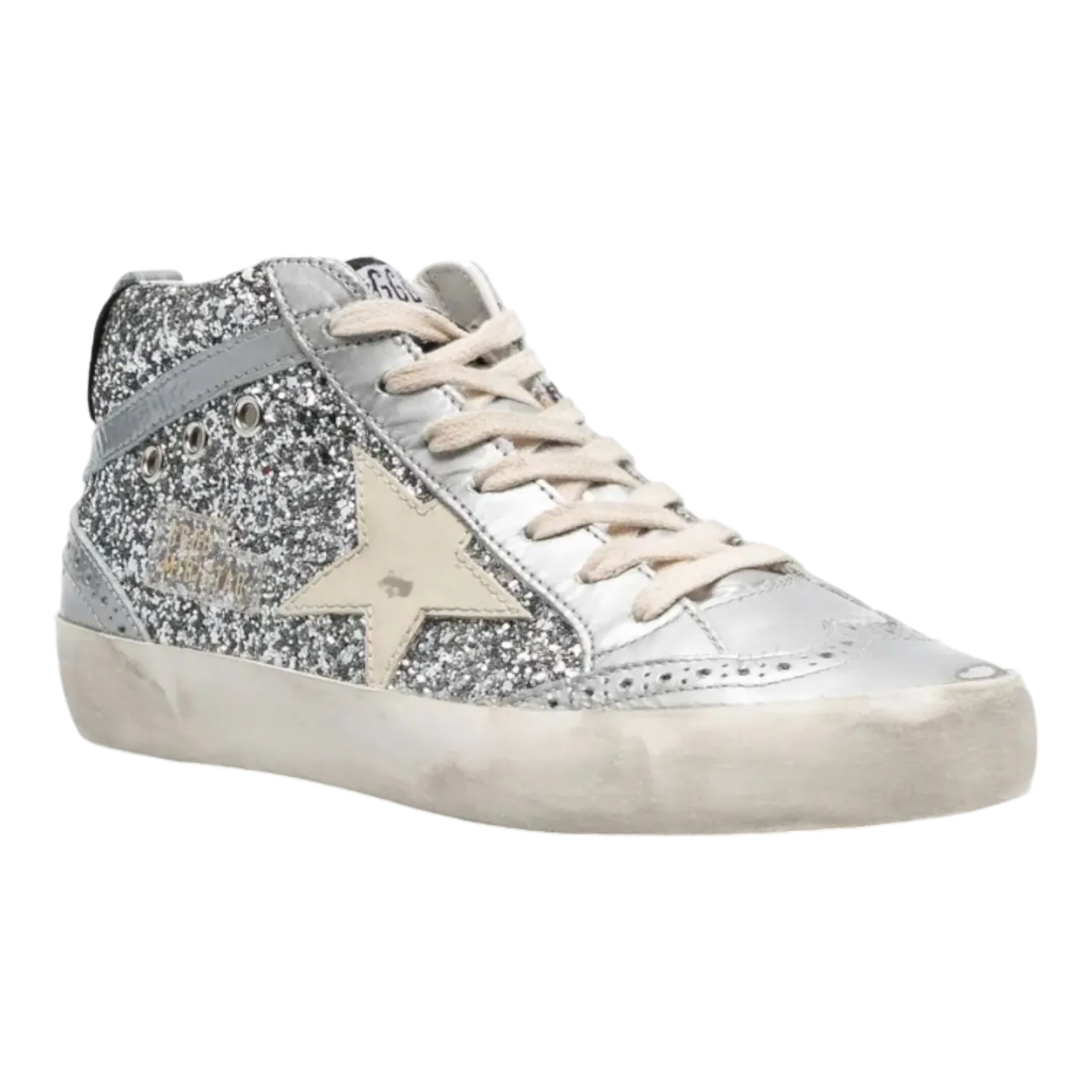 Golden Goose Mid Star Glitter Upper Laminated Toe Wave for Women GWF00122.F004156.70260