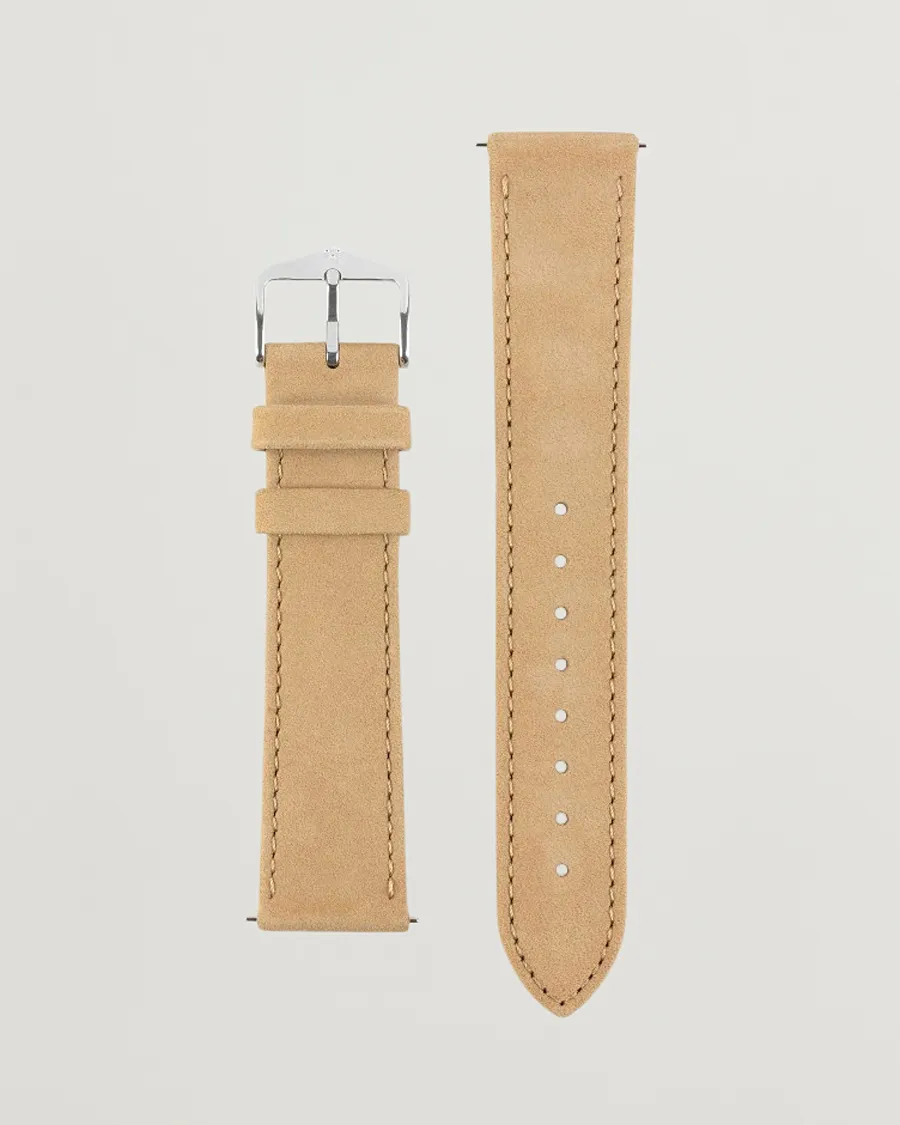 HIRSCH Osiris Calf Leather Nubuck Effect Watch Strap Beige