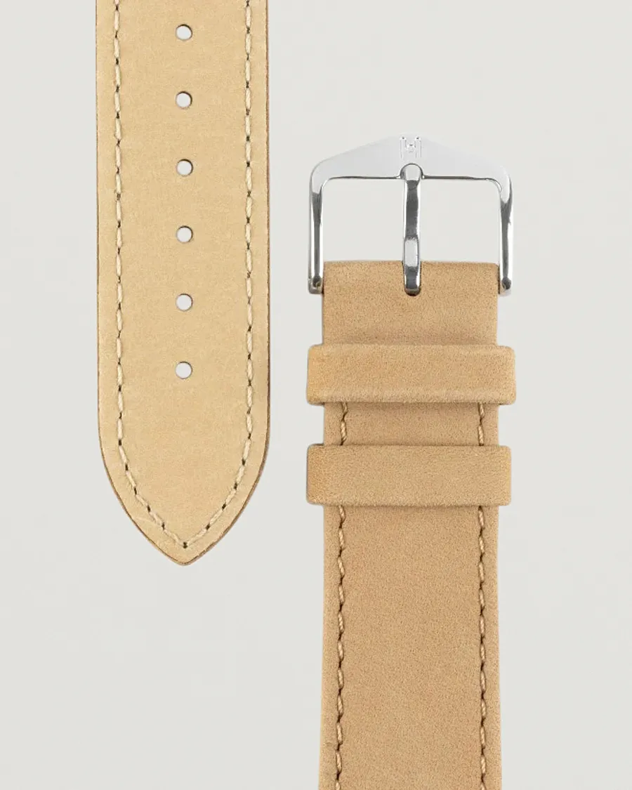 HIRSCH Osiris Calf Leather Nubuck Effect Watch Strap Beige