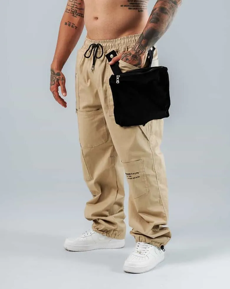 Jogger Para Hombre Beige Con Canguro