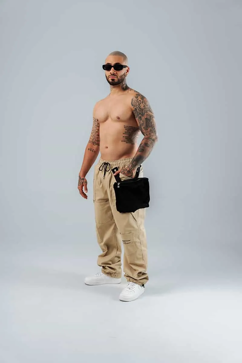 Jogger Para Hombre Beige Con Canguro