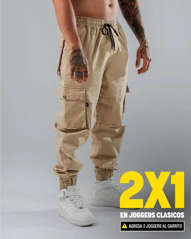 Jogger Para Hombre Cargo Básico Caqui