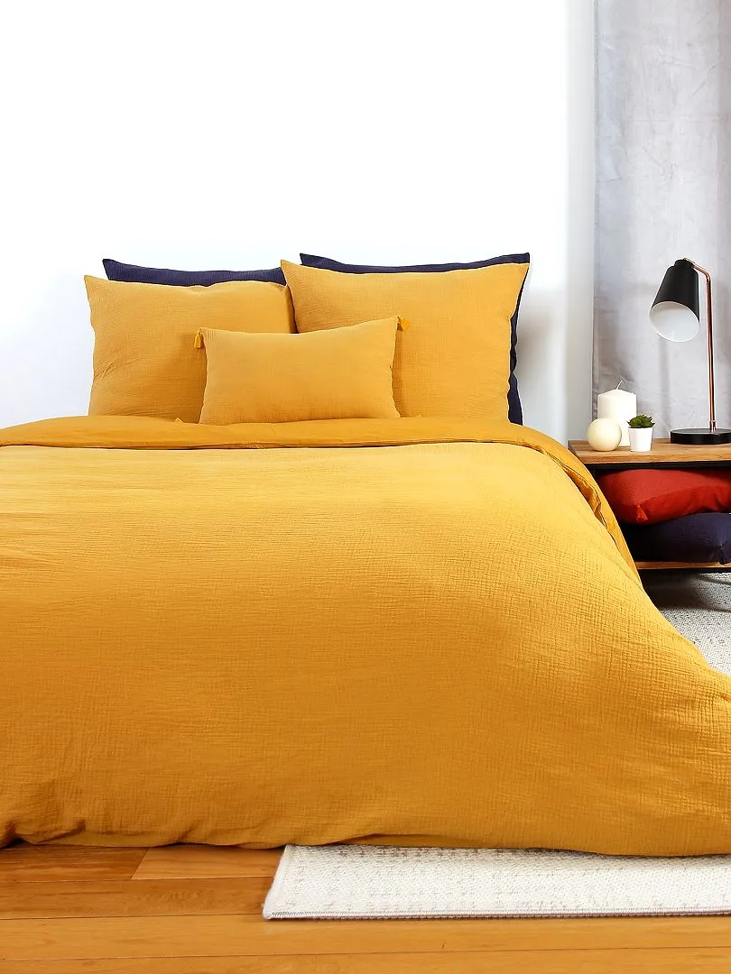 JUEGO DE CAMA DE GASA DE ALGODóN  AMARILLO
