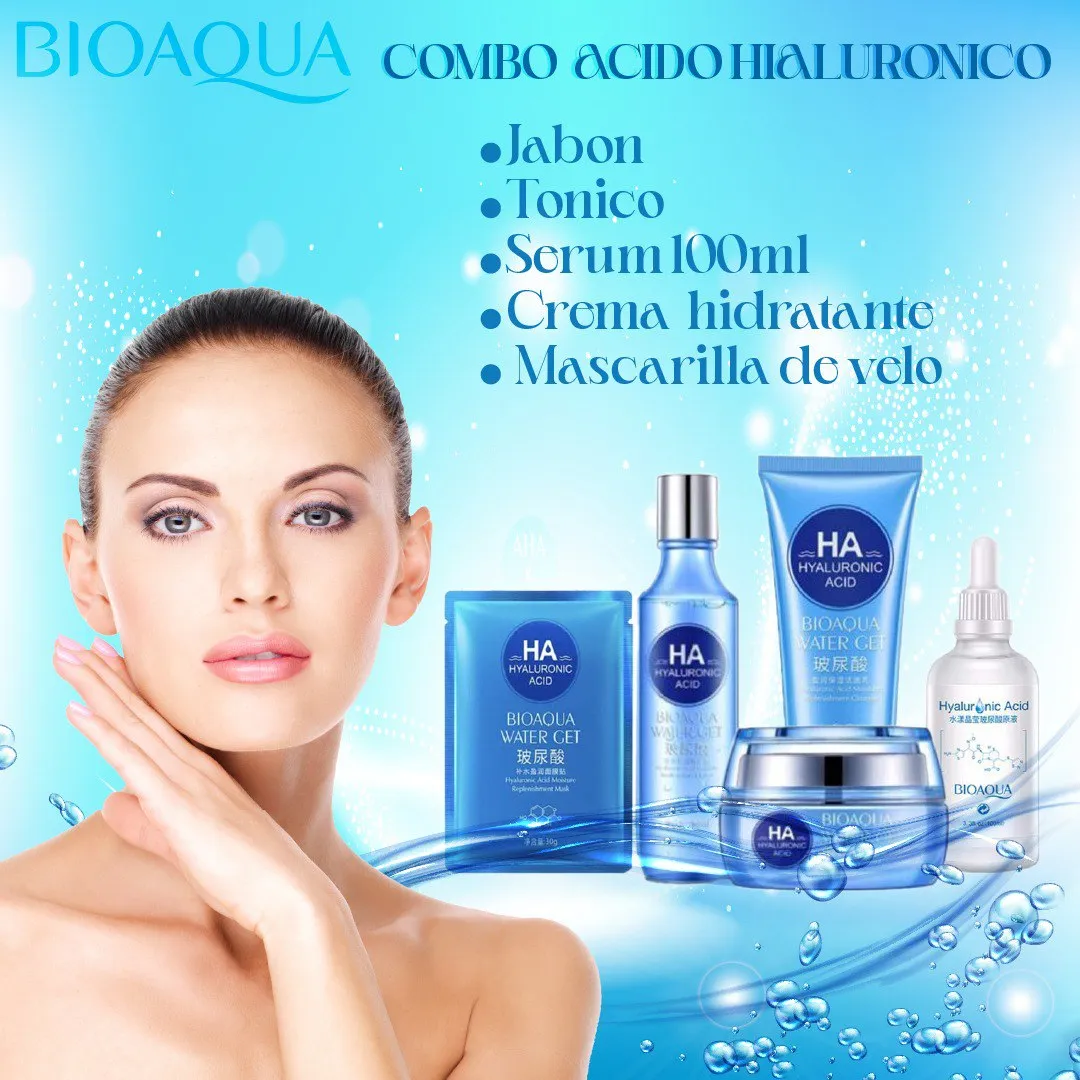 KIT X 5 RUTINA FACIAL CIDO HIALURóNICO | TRATAMIENTO FACIAL ANTIEDAD  BIOAQUA