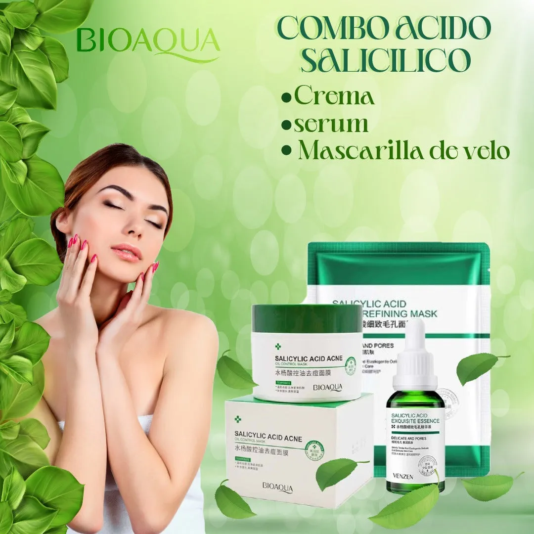 KIT/COMBO X 3 CIDO SALICíLICO ANTIACNé | TRATAMIENTO FACIAL PARA EL ACNé  BIOAQUA